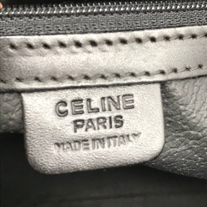 Celine Black Macadam Hand Boston Bag Brown Leather