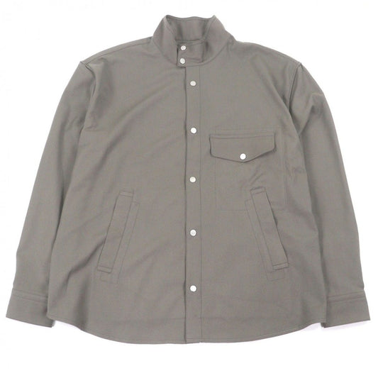 Hermes Virgin Wool Boxy Fit Overwrap Pocket Series Button Jacket Grey 40