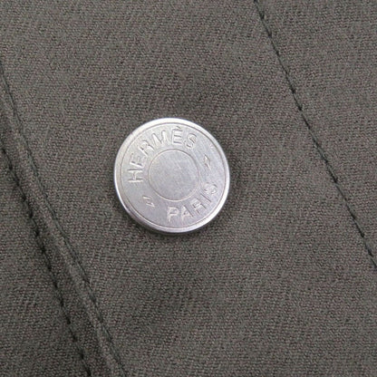 Hermes Virgin Wool Boxy Fit Overwrap Pocket Series Button Jacket Grey 40 — view 5
