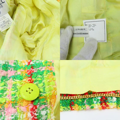 Chanel Setup 36 Cotton Rayon Wool Greenish Red Multicolor Tweed Coco Button