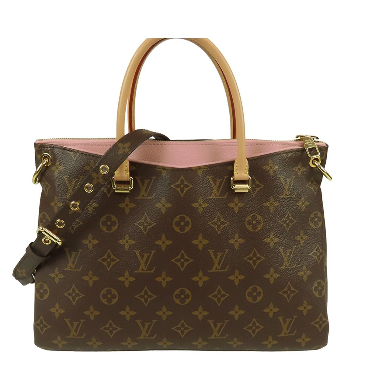 Louis Vuitton Pallas Brown Rose Poudre Monogram Canvas 2-Way Shoulder Bag
