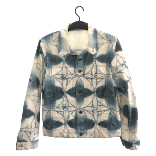 Louis Vuitton Monogram Shibori Printed Jacket 48 White Blue Denim