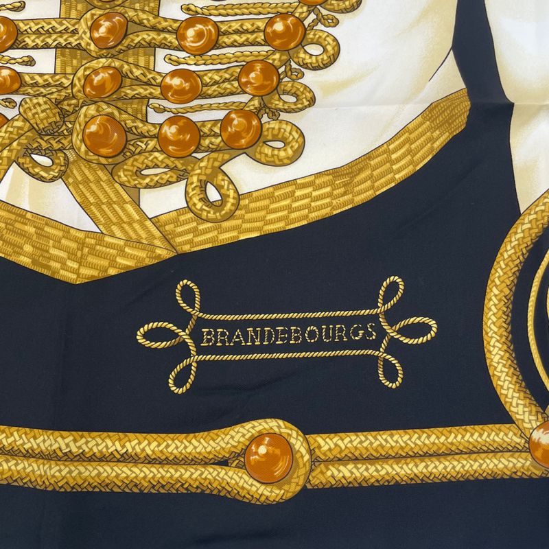 Hermes Carre 90 Brandebourgs Brandenburg Decor Scarf Silk Black With Box