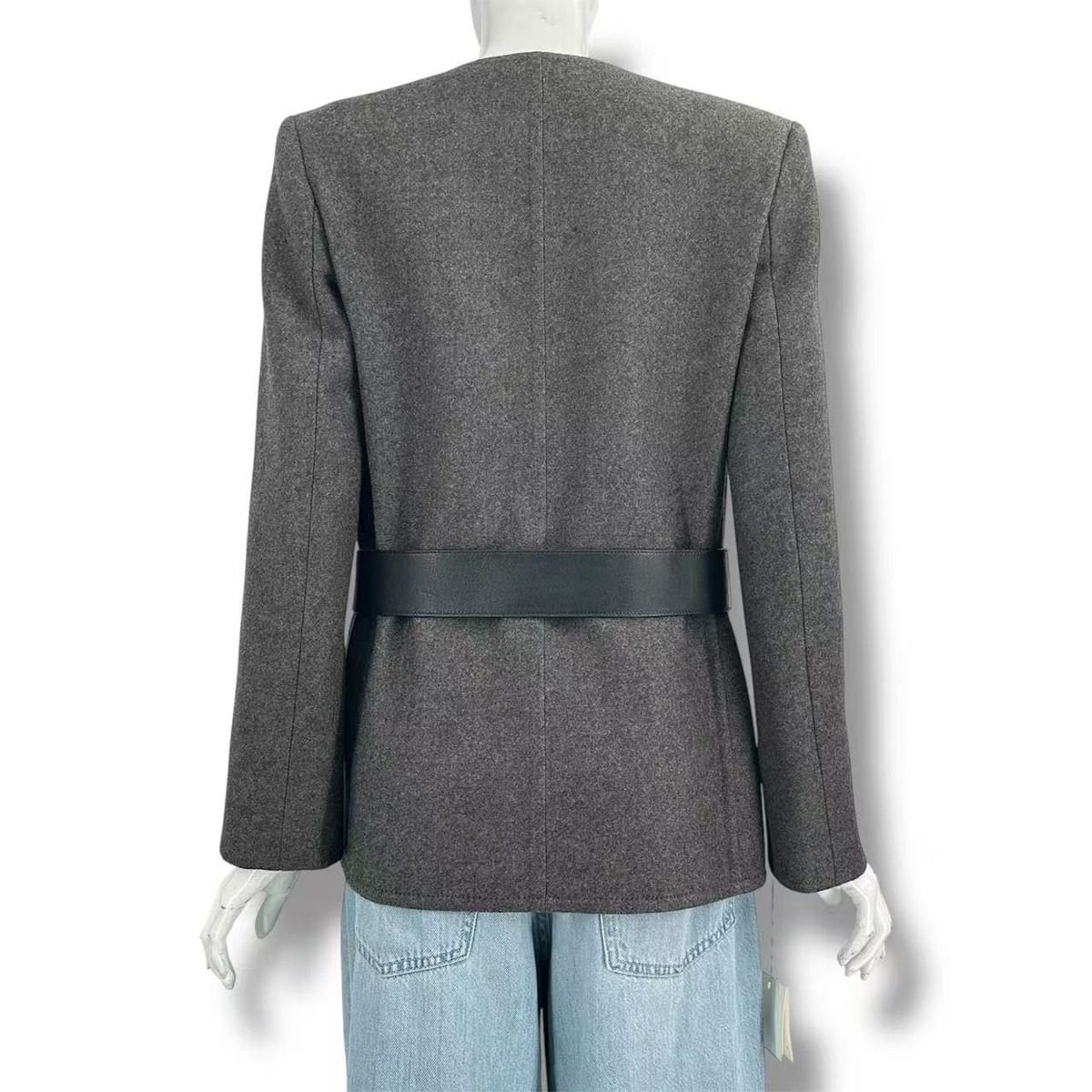 Hermes Jacket Long Sleeve Cashmere with Belt Gray — view 2
