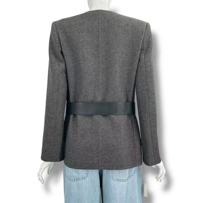 Hermes Jacket Long Sleeve Cashmere with Belt Gray — view 2