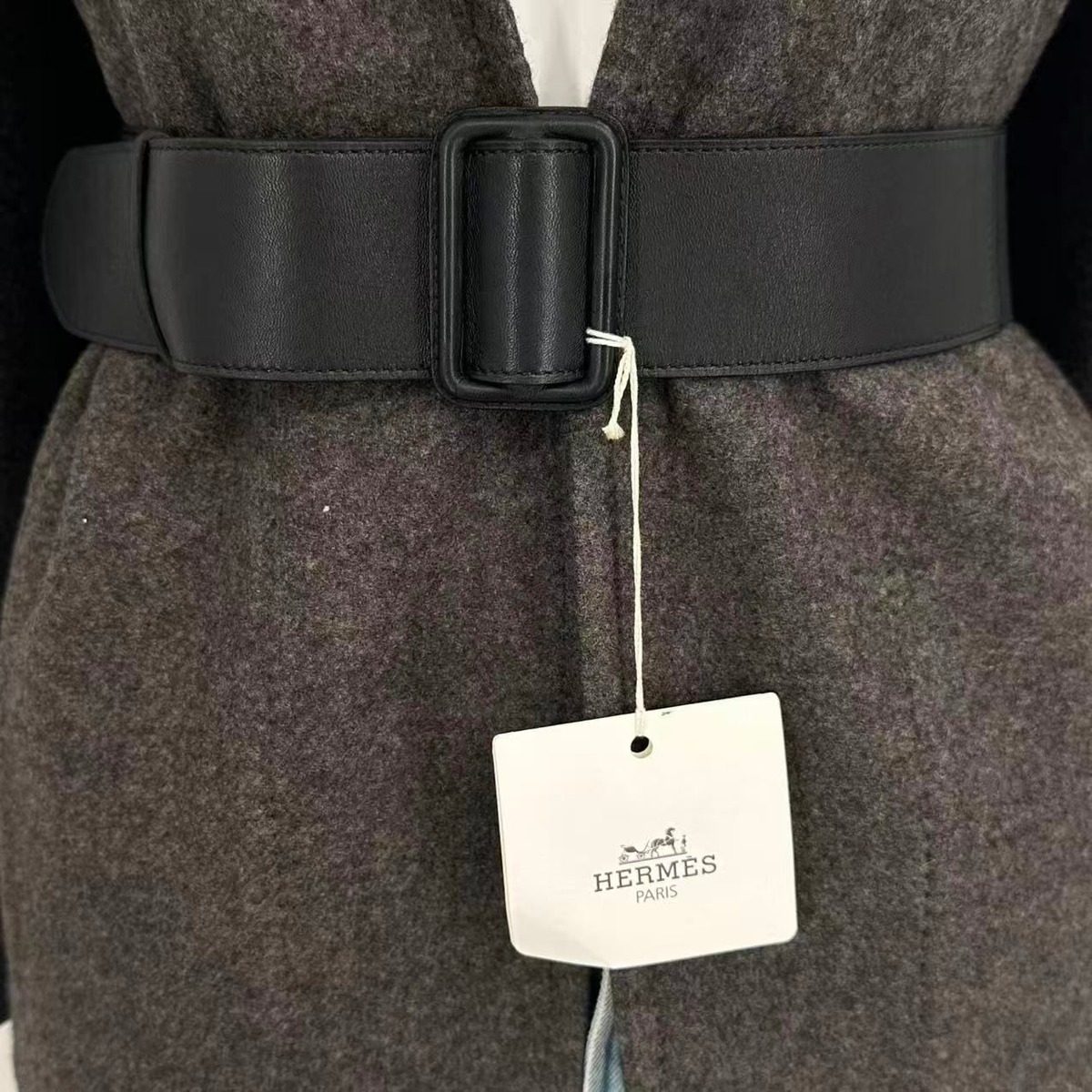Hermes Jacket Long Sleeve Cashmere with Belt Gray — view 3