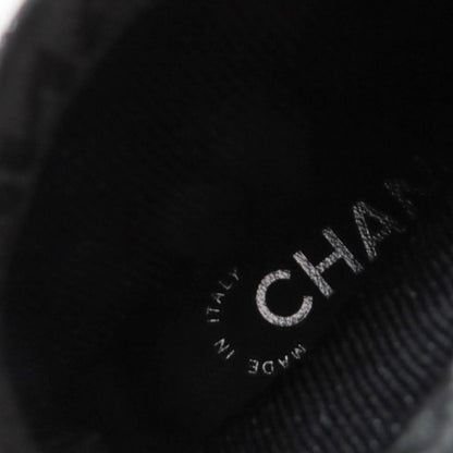 Chanel Patent Leather Logo Knit Socks Boots Ankle Black 34.5 — view 10