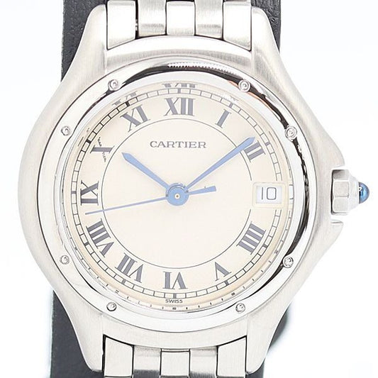 Cartier Panthere Cougar Quartz Date White Dial Watch Kzk