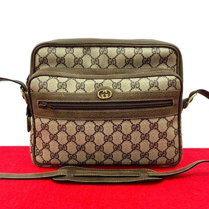 Gucci Vintage GG Logo Leather Shoulder Bag Pochette Crossbody Black