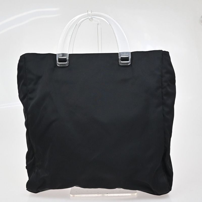 Prada Hand Bag Tote Bag Logo Nylon Black 67ka853