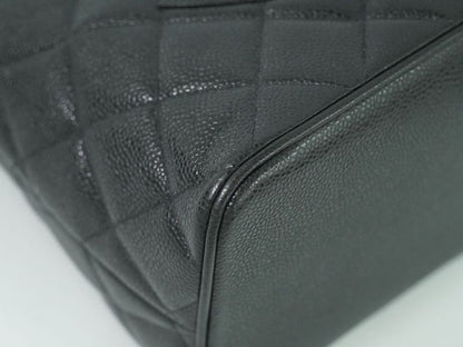 Authentic Chanel Coco Mark Revival Tote Handbag Caviar Skin Leather Black Coco