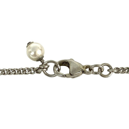 Chanel CC Logo Metal Rhinestone Faux Pearl Necklace — view 4