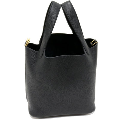 Hermes Handbag Tote Bag Picotin Lock PM Taurillon Cles Mance Black Gold Hardware