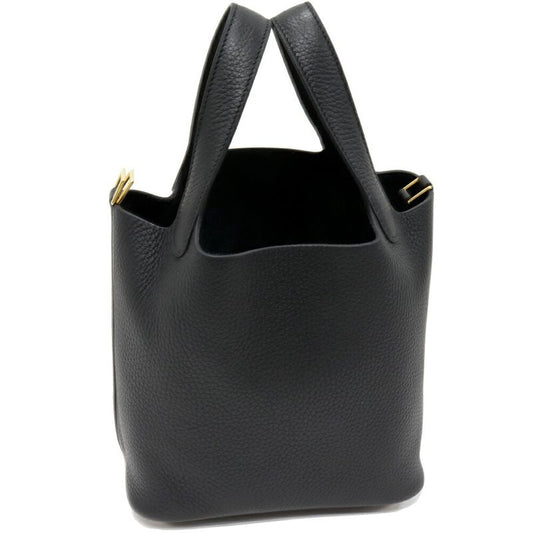 Hermes Handbag Tote Bag Picotin Lock PM Taurillon Cles Mance Black Gold Hardware