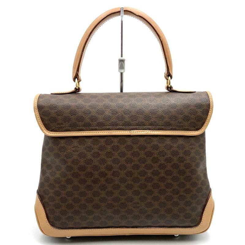 Celine M12 Handbag Brown Pvc/leather Macadam Lock Hardware Ladies Fashion