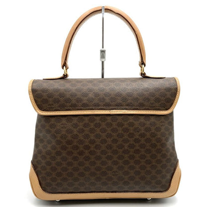 Celine M12 Handbag Brown Pvc/leather Macadam Lock Hardware Ladies Fashion