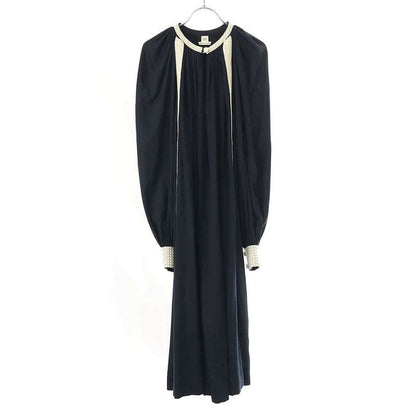 Hermes 12ss Cotton Stretch Maxi Dress Blue White 42