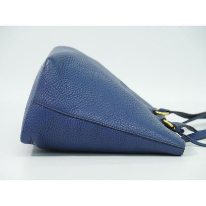 Prada Leather Shoulder Bag Tote Blue — view 4