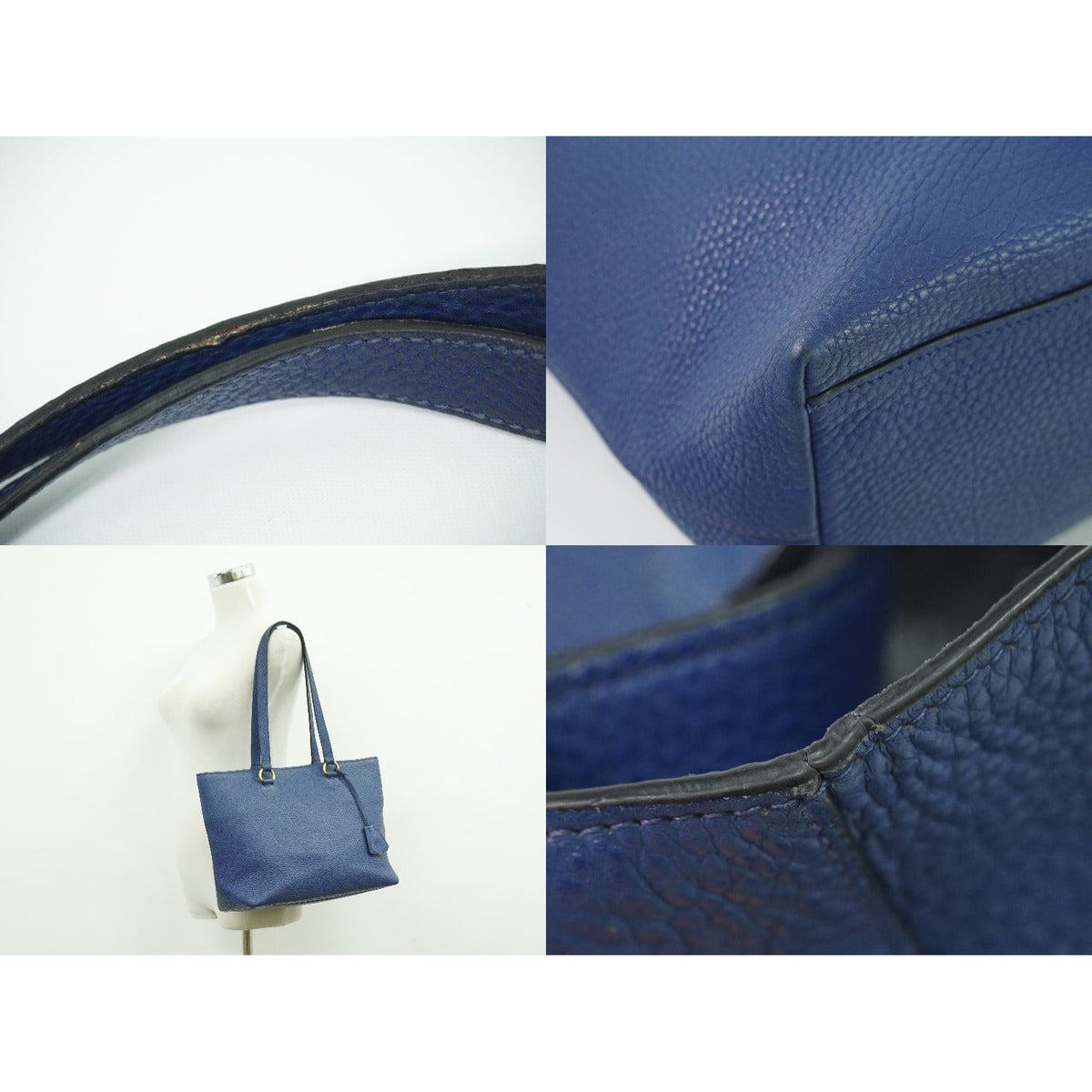 Prada Leather Shoulder Bag Tote Blue — view 6