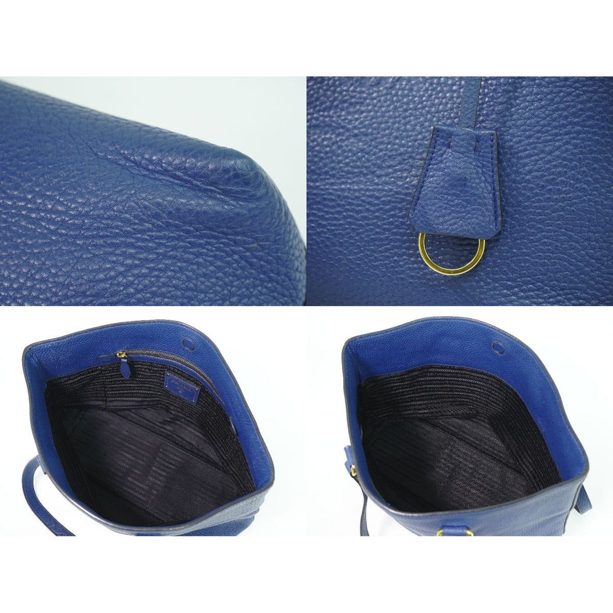 Prada Leather Shoulder Bag Tote Blue — view 7