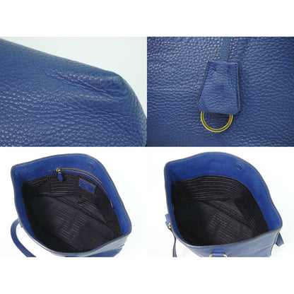 Prada Leather Shoulder Bag Tote Blue — view 7