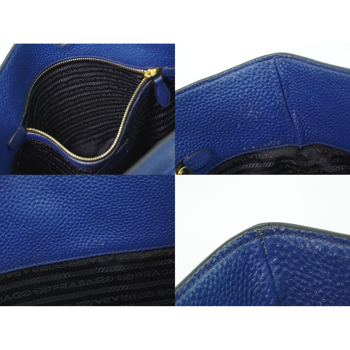Prada Leather Shoulder Bag Tote Blue — view 8