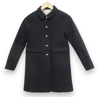 Gucci Children GG Button Melton Coat Size 10 Black Kids