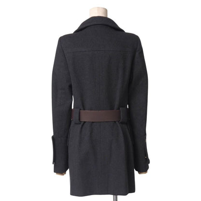 Gucci Coat Size 38 Cashmere Blend Belted Stand Collar Stainless Steel Middle