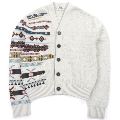 Hermes 22 AW Cashmere Blend Chimayo Ortega Pattern Long Sleeve Sweater Knit