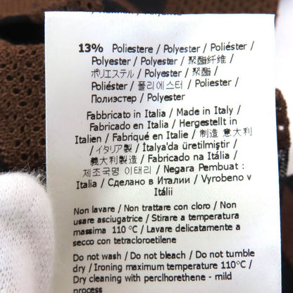 Fendi Fzy923 55% Silk Pecan High Neck Sheer Mesh Design Long Sleeve Top Brown