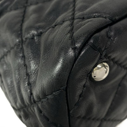 Chanel Tote Bag Wild Stitch Black Chain Shoulder/silver Hardware Leather