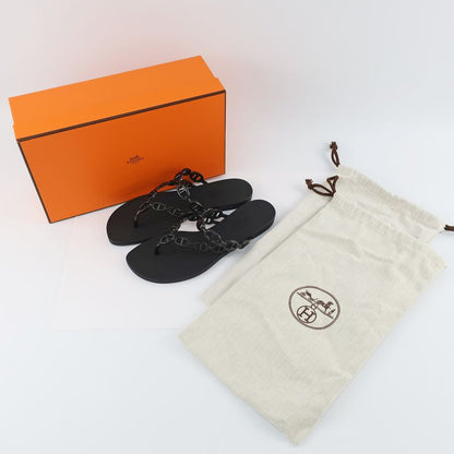 Hermes Island Sandals Chaine D'ancre Black Rubber - Notation Size 36