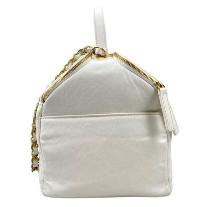 Chanel As3740 Beau Ring Bag Calf Handbag Shoulder Bag Random Plate White Gold