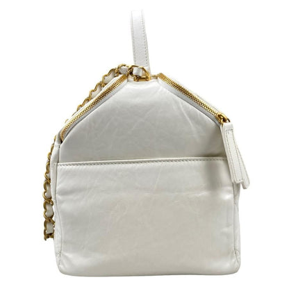 Chanel As3740 Beau Ring Bag Calf Handbag Shoulder Bag Random Plate White Gold