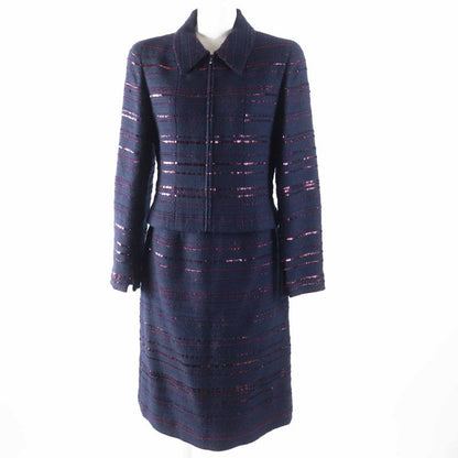 CHANEL 00A P16208 Wool PVC Sequined Tweed Setup With Coco Mark On Left Cuff