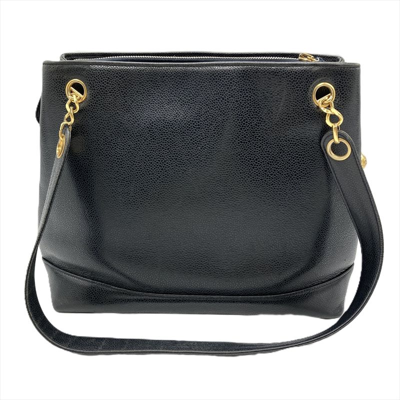 Chanel Shoulder Bag Caviar Skin Black Gold Hardware Coco Mark Tote 2nd Unit