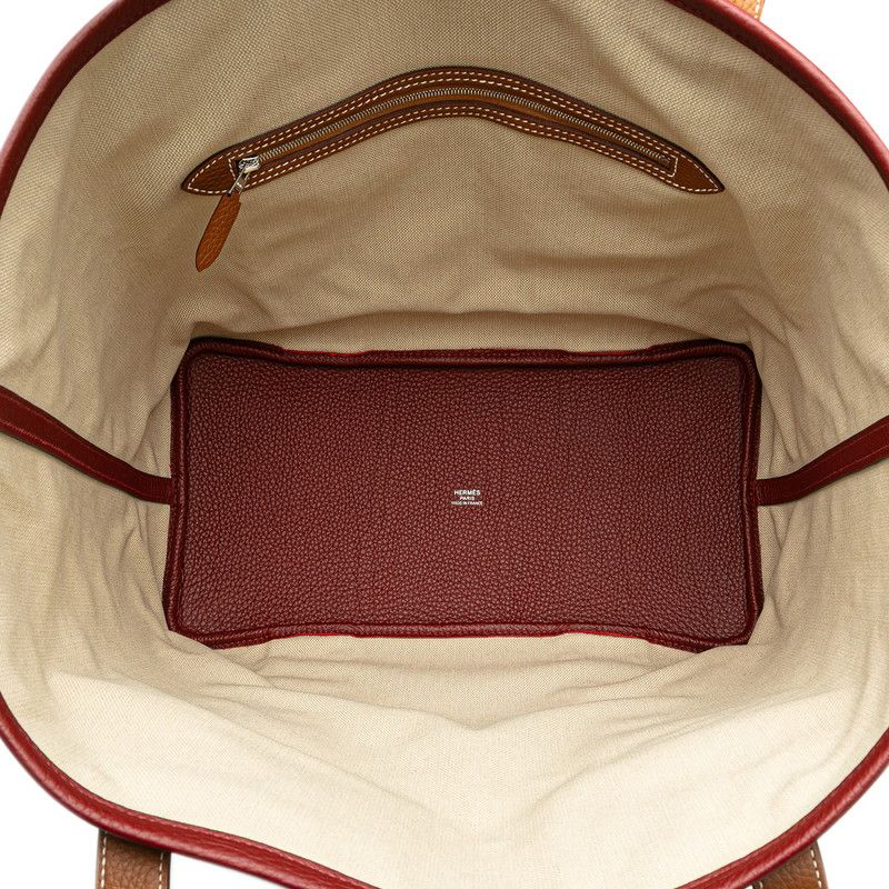 Hermes Pur Sangle Beige Red Brown Taurillon Clemence Toile Military Women Hermes