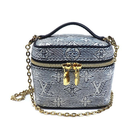 Louis Vuitton Monogram Laminated Jacquard Micro Vanity Shoulder Bag Navy