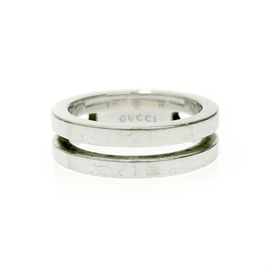 Gucci Silver Logo Double Line Ring 5.6 g 925 Engraved