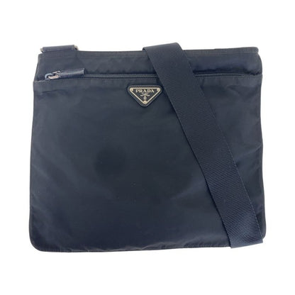 Prada Tessuto Triangle Logo Plate Black Silver Hardware Nylon Shoulder Bag