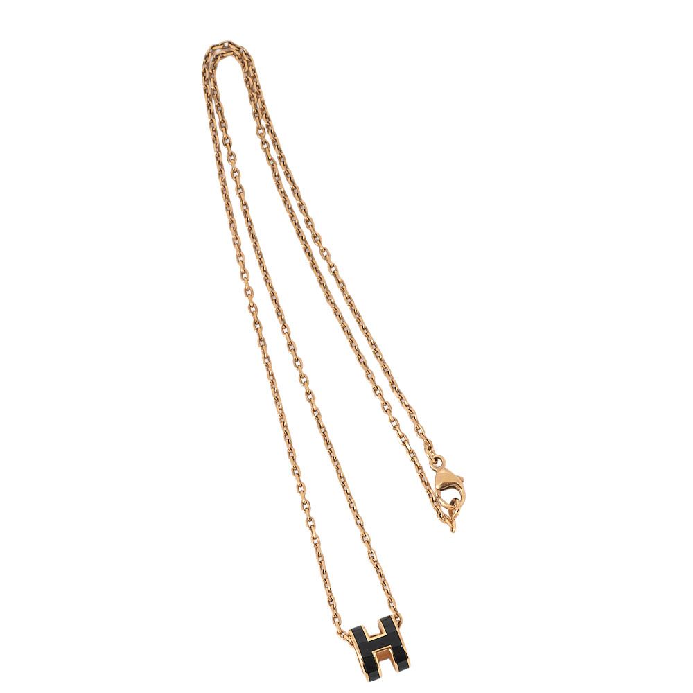 Hermès Hermes Mini Pop H Necklace Black GP (gold Plated) Ladies I Accessories