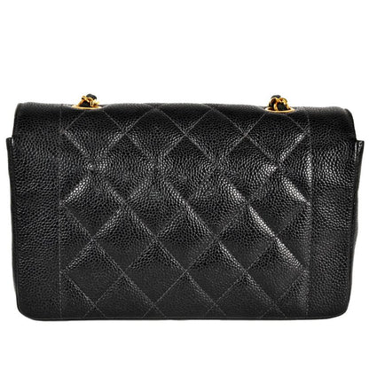 Chanel Diana 22 Single Flap Chain Shoulder Bag Caviar Skin A01164 Black Gold