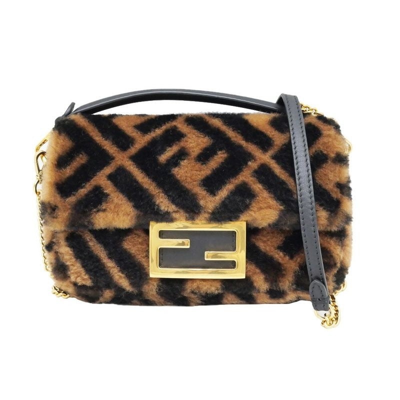 Fendi Mamma Bucket Mini Zucca Pattern Shoulder Bag Leather Fa