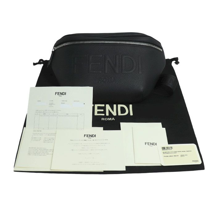 Fendi Shadow Diagonal Belt Bag Waist Bag Black 7va562 AMAC F0gxn Men's Preowned