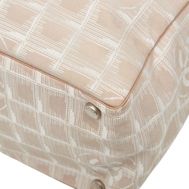 Chanel New Travel Line Beige Pink Nylon Leather Women's Chanel