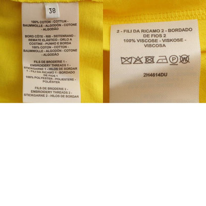 Hermes Cotton H Embroidered Pocket Short Sleeve T-shirt Top Yellow 38