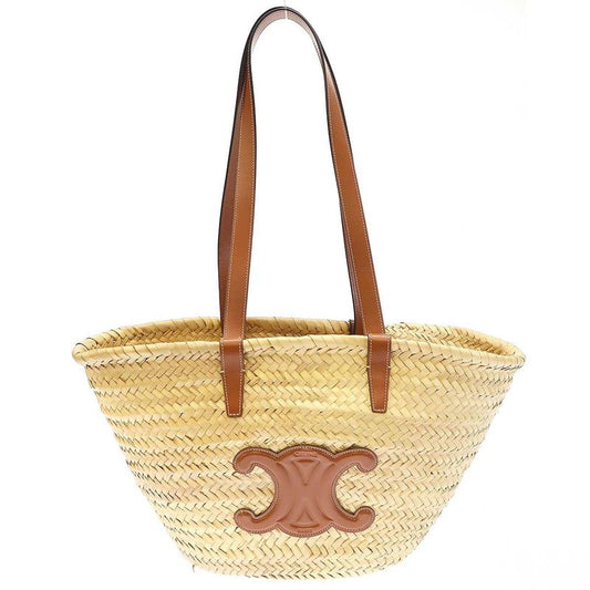 Celine Triomphe Medium Classic Pannier Basket Tote Bag Beige Brown