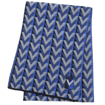 Louis Vuitton M70301 Echarpe V Obsession Stole Scarf With Logo Tag Gray Blue