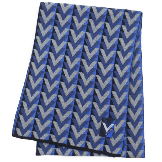Louis Vuitton M70301 Echarpe V Obsession Stole Scarf With Logo Tag Gray Blue