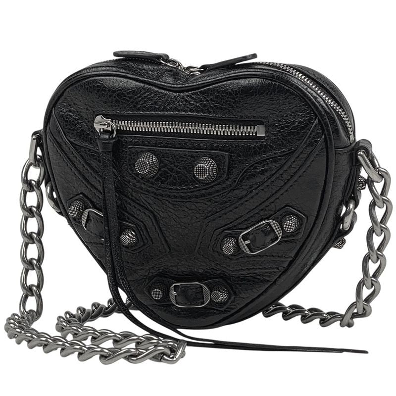 Balenciaga le Cagor Shoulder Bag Heart Leather Black